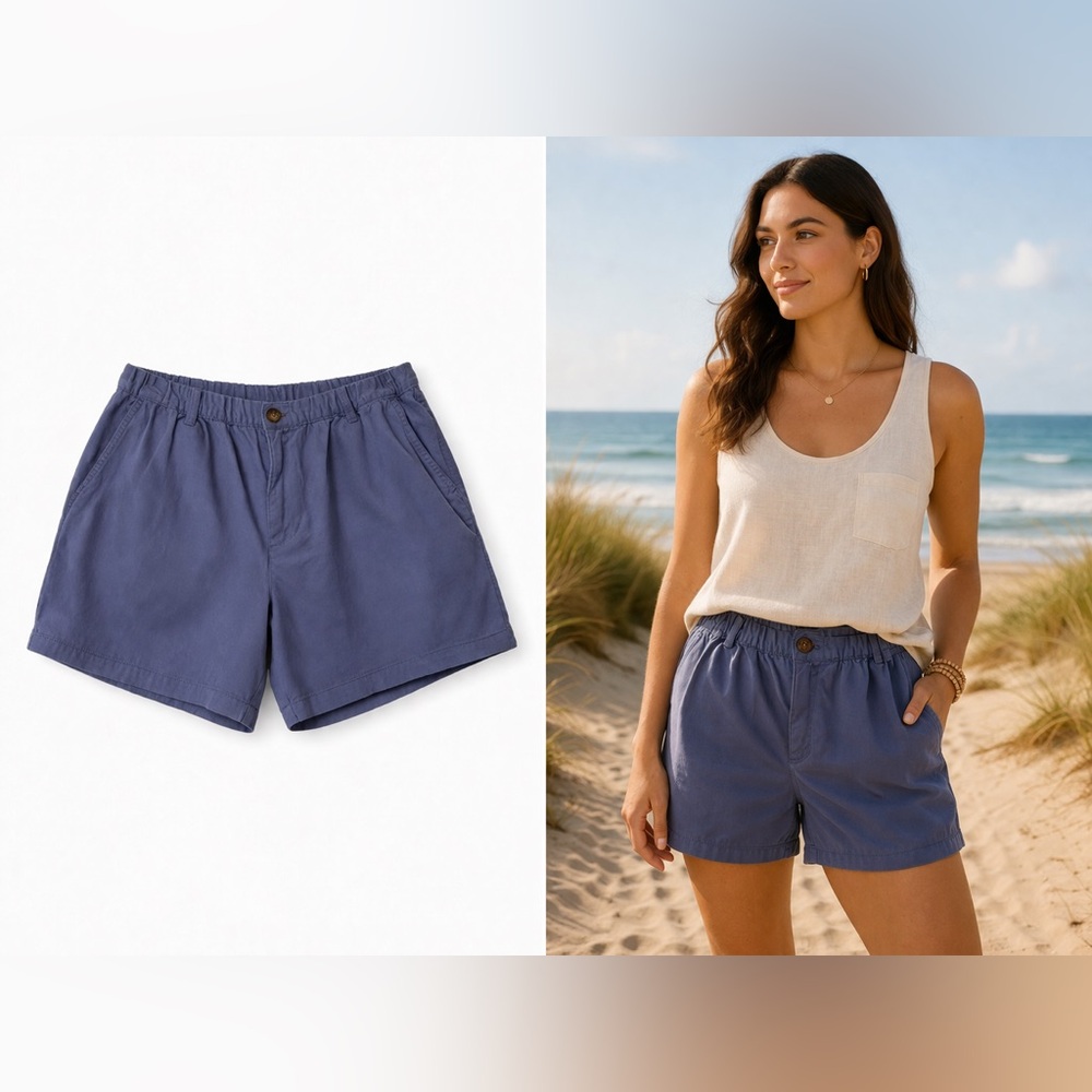 Bearbottom Clothing Cotton Shorts L Blue Coastal Minimalist Casual Summer